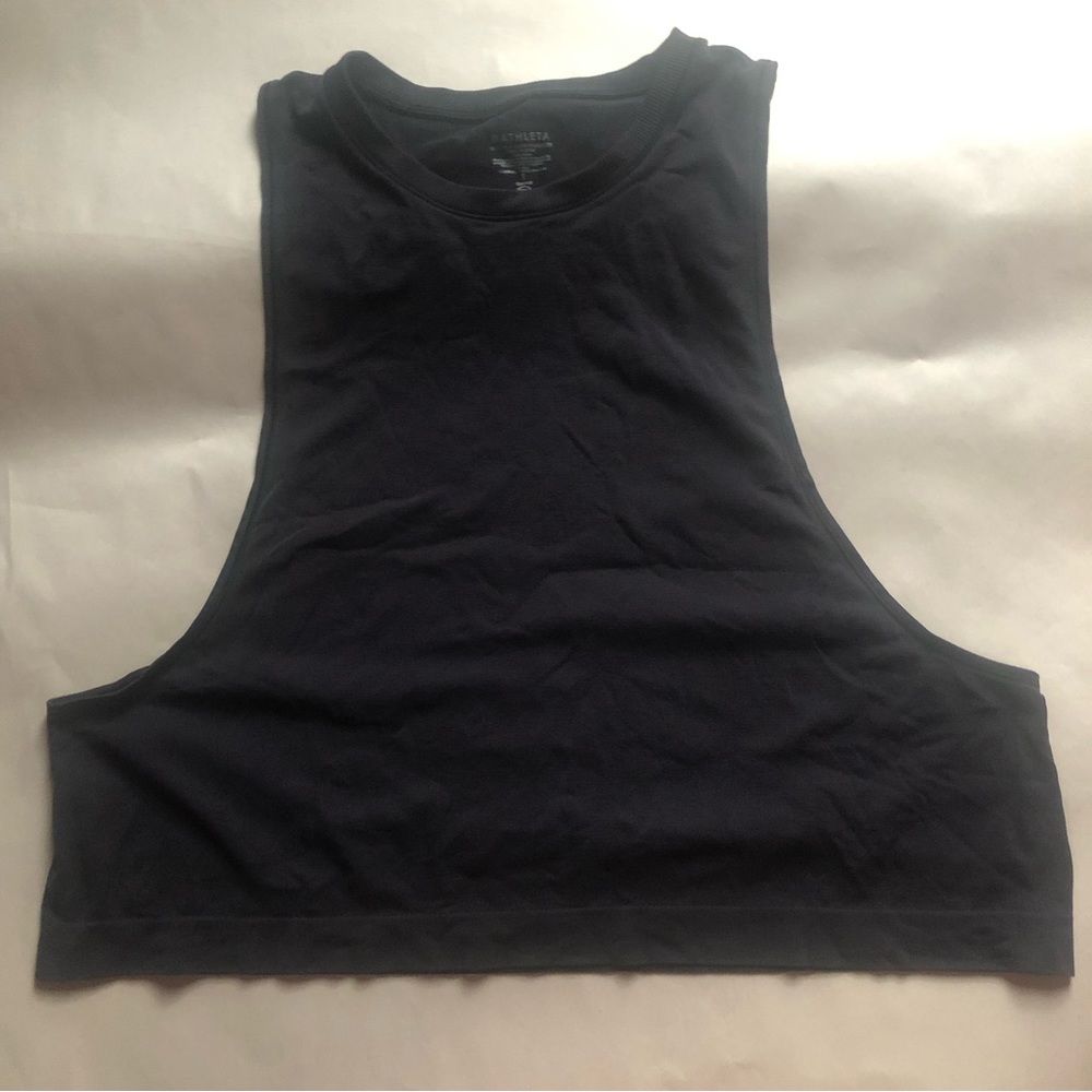 ❤️Athleta Black Cropped Sleeveless Oversized Athletic Workout Tank Top Size S